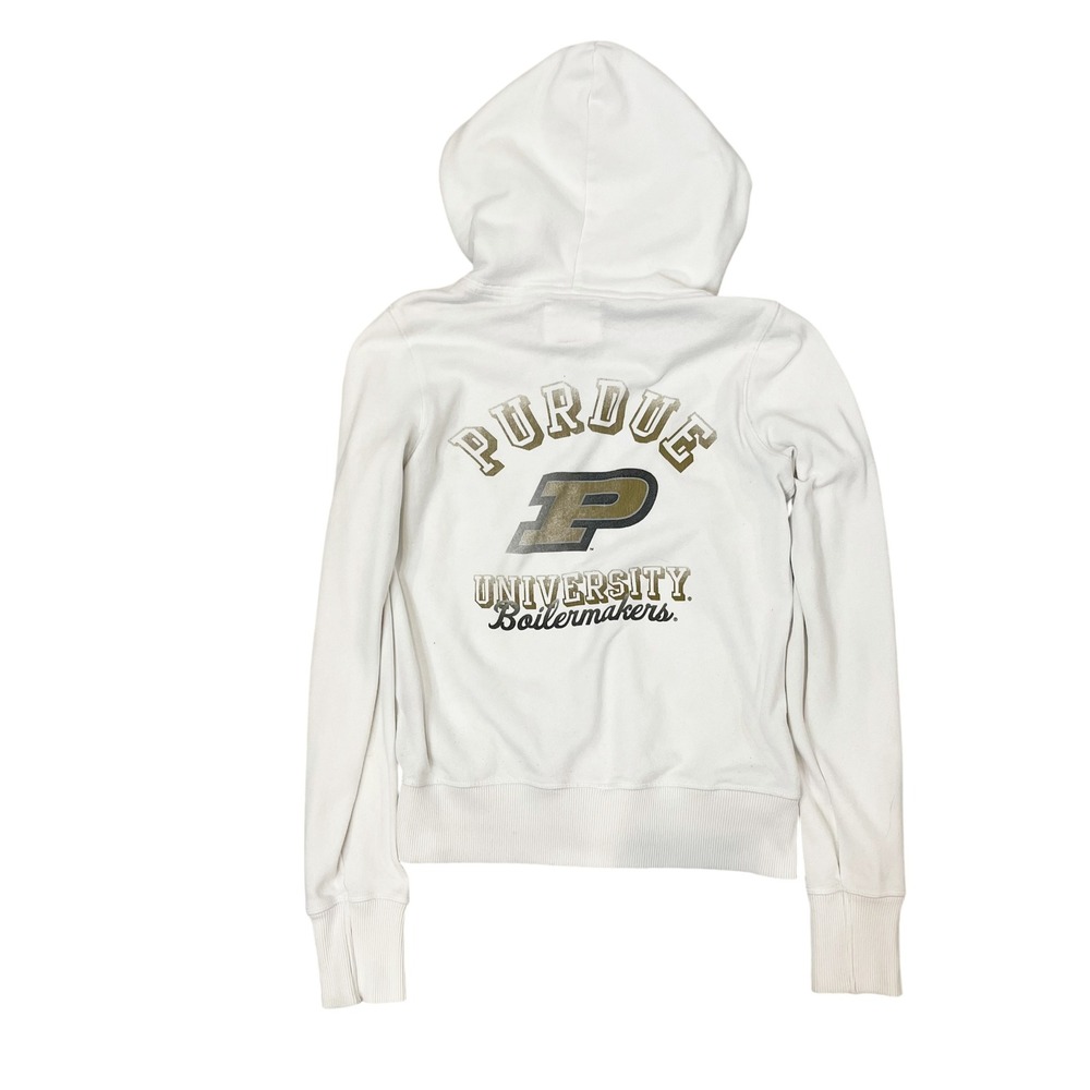 PINK Victorias Secret Purdue Boilermakers Full Zip Sweatshirt Hoodie White SMALL